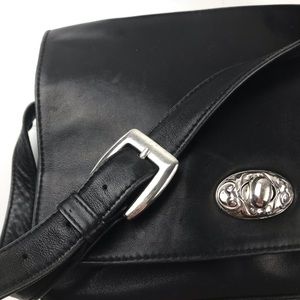 Fossil Black Leather Crossbody Bag Purse Western